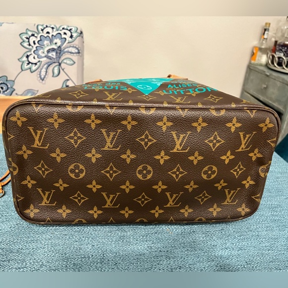 Louis Vuitton Brown and Blue Tote - Picture 3 of 11